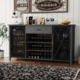 thumbnail image 2 of Royalbelle 71 Inch Black Coffee Bar Cabinet with Storage, Industrial Sideboard, 2 of 7