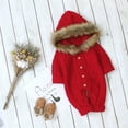 thumbnail image 5 of MANHUJI 6 Month Girl Clothes Boy Winter Girl Jumpsuit Collar Knit Warm Clothes Sweater Baby Faux Hooded Boys Coat&Jacket Baby Pajamas 3-6 Months Baby Onsies 3-6 Month Sleepers (Red,100), 5 of 6