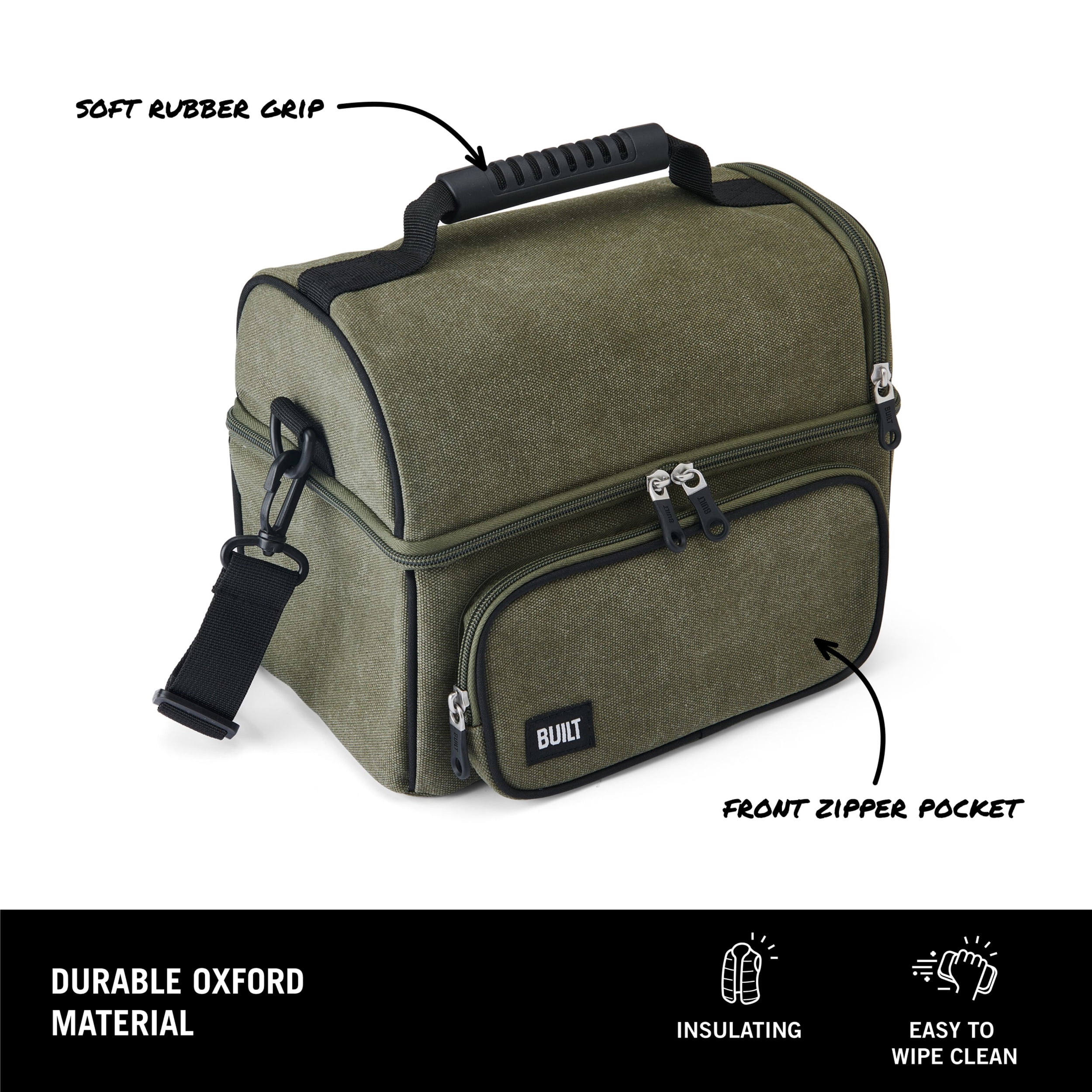 BUILT Oxford Henry Adult Lunch Bag in Sage Green