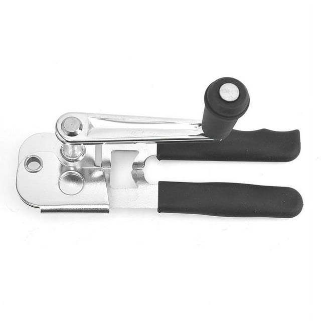 Abrelatas manual con manivela para trabajo pesado con cómodas manijas extralargas, perilla de gran tamaño, abrelatas de mano grande fácil para latas grandes, negro