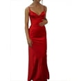 thumbnail image 2 of Coduop Women's Satin Spaghetti Strap Bodycon Long Dress Sleeveless Deep V Neck Evening Party Dress, 2 of 7