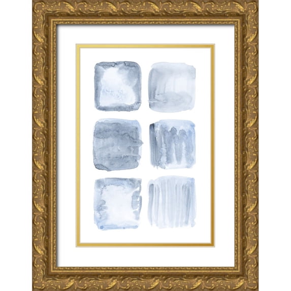 Fay, Mela 13x18 Gold Ornate Wood Framed with Double Matting Museum Art Print Titled - Blue Abstract IV