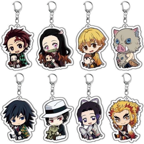 Llavero Demon Slayer, joyería de Anime, llaveros colgantes de juego, juguete para niños y niñas, insignia acrílica de dibujos animados, Nezuko Tanjirou Zenitsu
