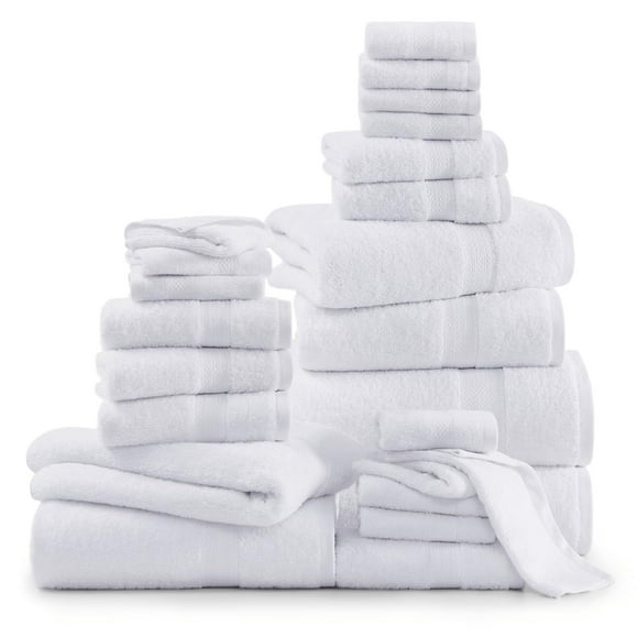 Juego de toallas de baño LANE LINEN, 100% algodón, 24 piezas, color blanco