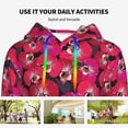 thumbnail image 4 of Fotbe Orchids Flowers Pattern Womens Long Sleeve Hoodie, Pullover Hooded Sweatshirt, Kangaroo Pocket Hoodie with Eye-catching Drawstrings-Small, 4 of 7