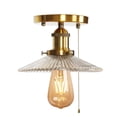 thumbnail image 1 of FSLiving RV Crimp Wall Light with Zipper Switch 12V Gold RV Decorative Light RV Ceiling Light Hallway Light Ceiling Mount, E26 2700K Bulb Included Industrial Semi Flush Mount for RV Camper - 1 Light, 1 of 6