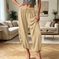 thumbnail image 6 of Mifsaly Harem Pants Women with Pockets Tie Ankle Elastic Waist Drawstring Boho Pant Lightweight Flowy Casual Summer Outfits Beige,L, 6 of 6