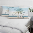 thumbnail image 4 of Summer Beach Chair Queen Size Pillow Cover, Pillowcase Protectors with Zipper, Breathable Decorative Throw Pillow Case Cover, Coastal Palm Trees Canoeing Pillow Shams for Couch Sofa 20x30Inch, 4 of 8