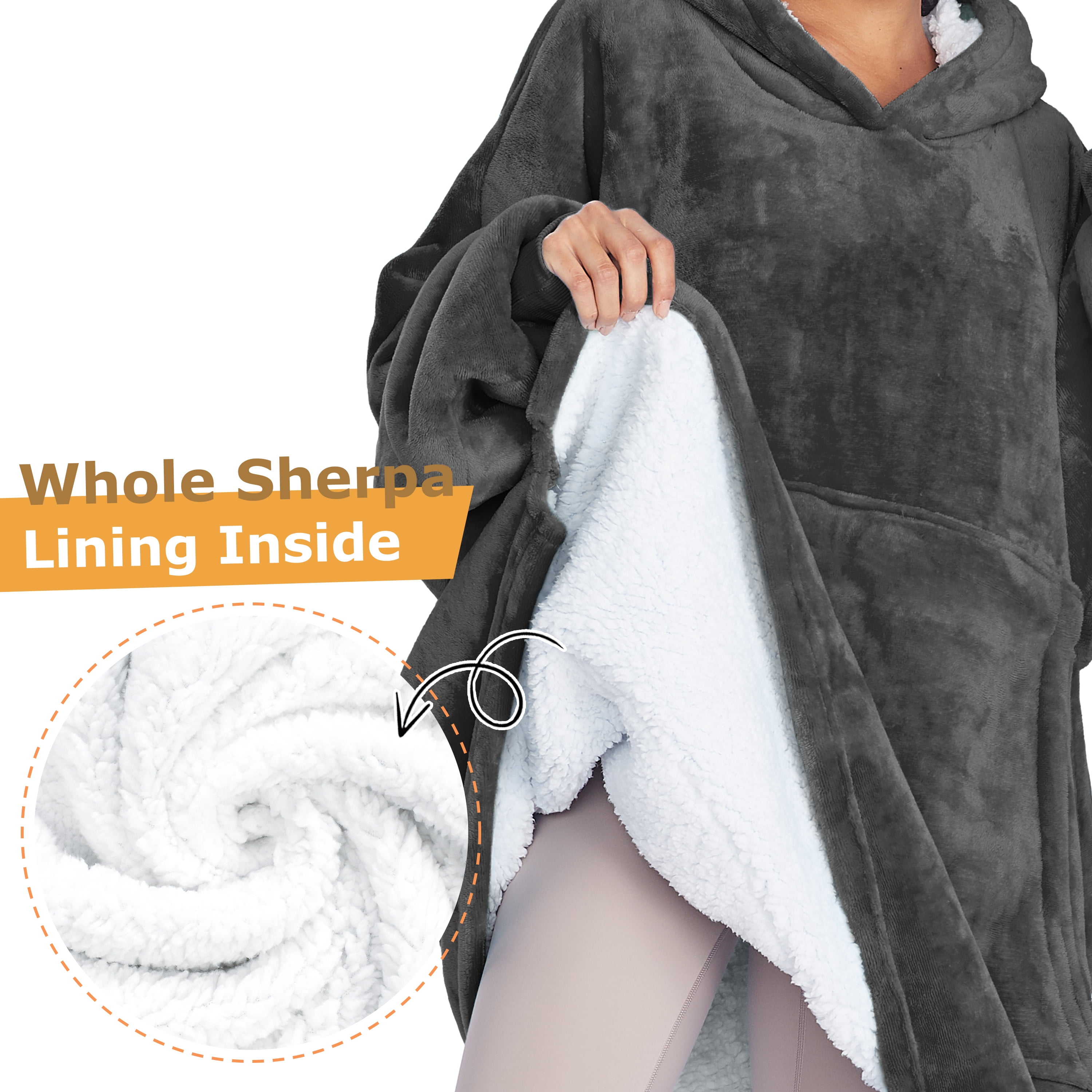 Catalonia Oversized Wearable Blanket Hoodie Sweatshirt, Comfortable Sherpa Lounging Pullover for Adults Men Women Teenagers Wife Girlfriend Gift
