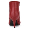 thumbnail image 6 of BLISSFUL STEP Women's Pointed Toe Zipper Stiletto Heels Ankle Boots Red 8, 6 of 8