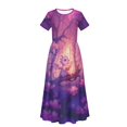 thumbnail image 5 of Uourmeti Girls Casual Dresses Swing Purple Dragon Flower Printed Short Sleeve Loose Maxi Dresses for Birthday Party, Kindergarten, Daily Wear, Size 7-8 Years, 5 of 7