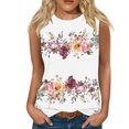 thumbnail image 1 of Snorda Débardeurs pour Femmes Grande Taille Mode Féminine Décontractée Été Imprimé Sans Manches Col Rond Haut Blouse Débardeur P-5TG, 1 of 5