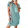 thumbnail image 5 of Lucoss Robe T-Shirt Mini à Manches Courtes Col Rond Décontractée d'Été pour Femmes, S-2TG, 5 of 5