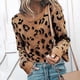 thumbnail image 2 of Moda mujer manga larga estampado leopardo cuello redondo suéter Casual Tops blusa Pompotops  gfhjh3397, 2 of 6