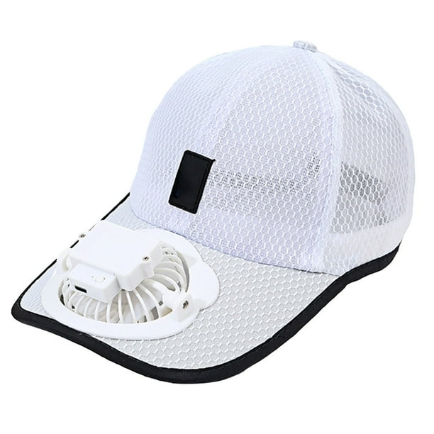 Sombrero parasol con ventilador recargable por USB, malla de poliéster, duradero, transpirable, deportivo o informal.