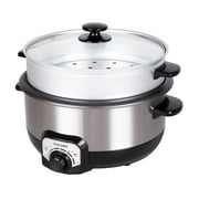 Tayama 3 Qt. Electric Non-Stick Hot Pot Multi-Cooker with Steamer and Glass Lid