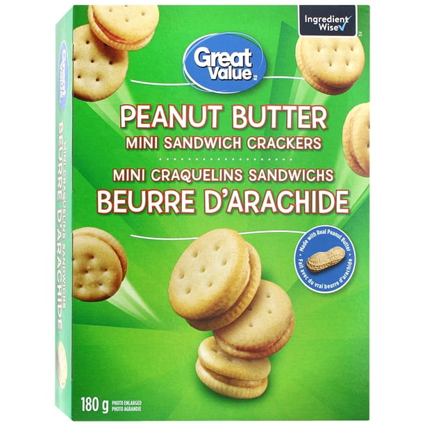 Great Value Peanut Butter Mini Sandwich Crackers, 180 g Walmart.ca
