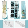 thumbnail image 3 of Gymax 360° Rotating Mirrored Jewelry Cabinet Armoire 3 Color LED Modes Lockable Blue, 3 of 10