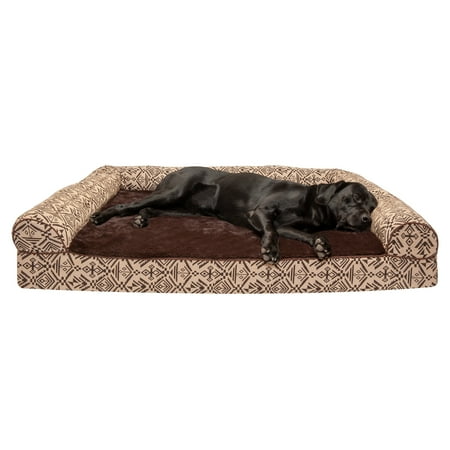 UPC: 0842229118995 | FurHaven Pet Products Southwest Kilim Sofa-Style Orthopedic Pet Bed for Dogs & Cats – Desert Brown Jumbo Plus