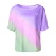 thumbnail image 3 of Camiseta con degradado arcoíris para mujer: cuello redondo, manga corta, corte holgado, mezcla de poliéster y spandex, tallas S-XXXL, para uso informal, 3 of 3
