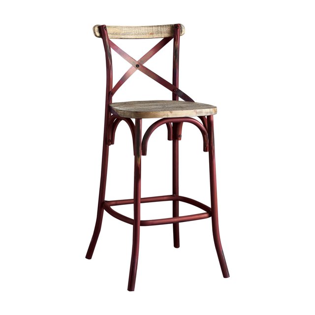 ACME Zaire Bar Chair in Antique Red & Antique Oak