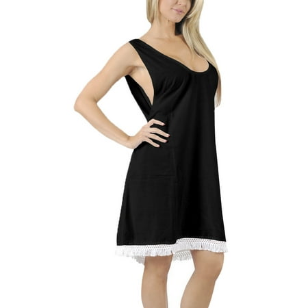 

HAPPY BAY Women s Loose Swimming Bathing Suit Cover Ups M-L Black-AC759