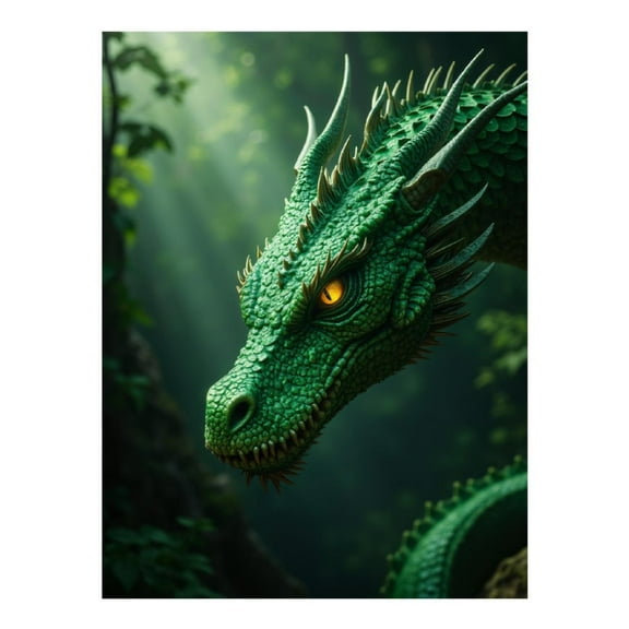 Diamond Art Kits for Adults, Green Dragon Forest Mystical Eyes 5D Diamond Painting Kits for Adults Beginners, DIY Full Drill Diamond Painting, Gem Art and Crafts 12x16