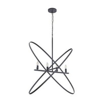 Ore International 29"L X 15"W X 37.5"H 4 Led Matte Black Atom Brass Metal Pendant