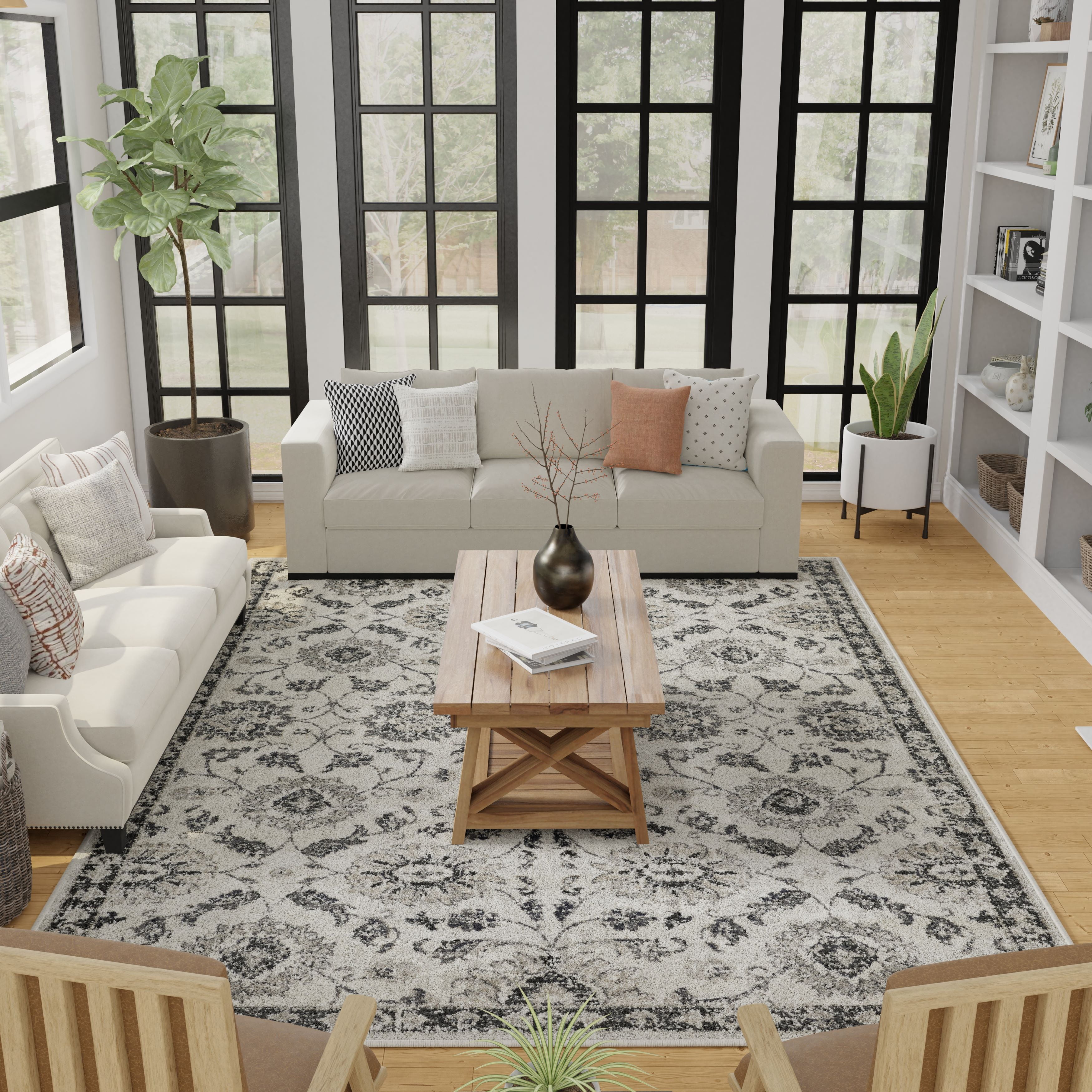 Loomaknoti Celena Ashbil 2' x 3' Floral Indoor Runner Rug , Cream/Blue