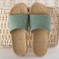 thumbnail image 2 of Anuirheih Cotton Linen Slides for Women, Casual Comfortable Slip On Beach Slippers No-slip Slippers(Green), 2 of 3