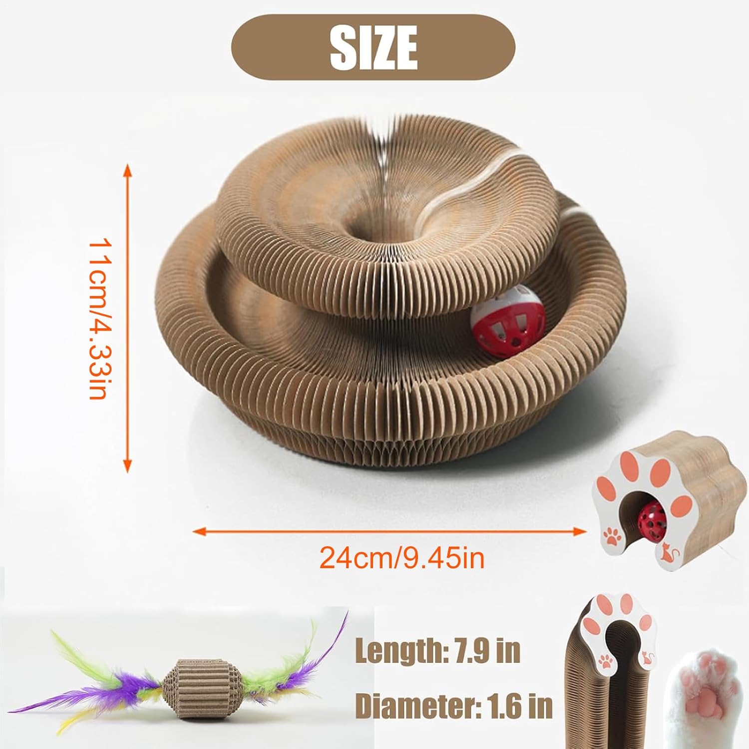 Magnetic Magic Organ Cat Scratcher Toy Extra Thick Large Connectable Cardboard Scratching Board-with-Bell Ball Interactive Enrichment Toy for Indoor Cats Kittens