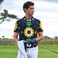 thumbnail image 3 of Balery Colorful Mexican Flower Camisa Polo de Hombre con Estampado, de Manga Corta y Tejido Medio, Camisa Tipo Golf Polo-Large, 3 of 6