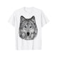 thumbnail image 1 of Fearless Eye Of The Wolf Face Print Black And White Graphic T-Shirt Tops Tee, 1 of 6