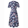 thumbnail image 3 of Fridja Robe Imprimée Col en V pour Femmes, Manches Courtes, Fête, Plage, 3 of 9