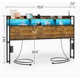 thumbnail image 5 of Akaber King Size 2 Tier Storage Headboard, Modern Headboard with 4 Outlets, 4 USB Ports, and LED Light, Brown, 5 of 6