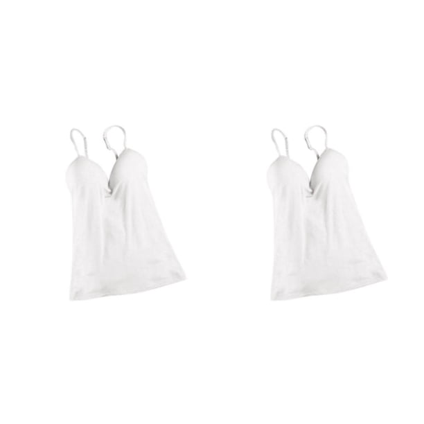 Sonducket Womens Adjustable Strap Built Bra Tank Tops Camisole 2piezas Blanco METRO