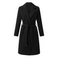 thumbnail image 5 of Manxivoo Trenchcoat Women's Women's Faux Wool Coat Blouse Thin Coat Trench Long Jacket Ladies Slim Long Belt Elegant Overcoat Outwear Trench Coat Women Black, 5 of 7