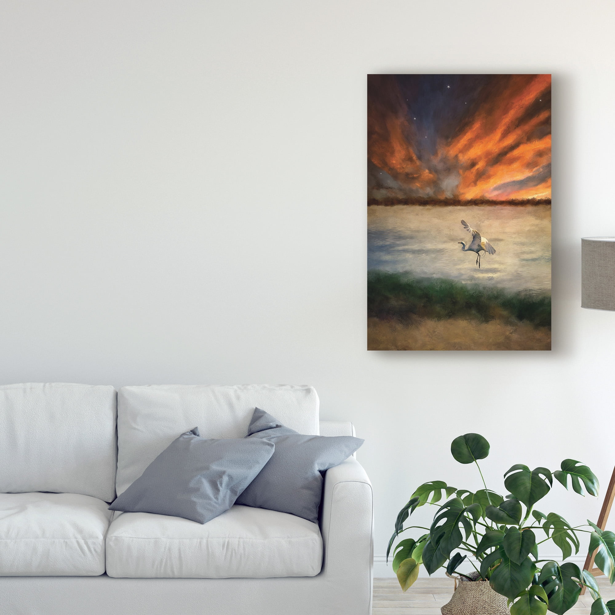 Trademark Fine Art 'Egret at Sunset' Canvas Art by Lois Bryan