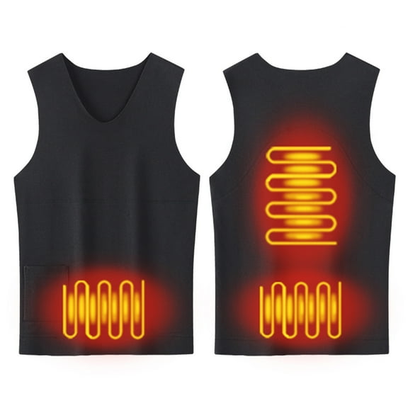 Handshe Men's Thermal Vest, High-Stretch Slim Fit with USB-Powered Heating, Solid Pullover Vest for Outdoor Winter Activities and Daily Wear