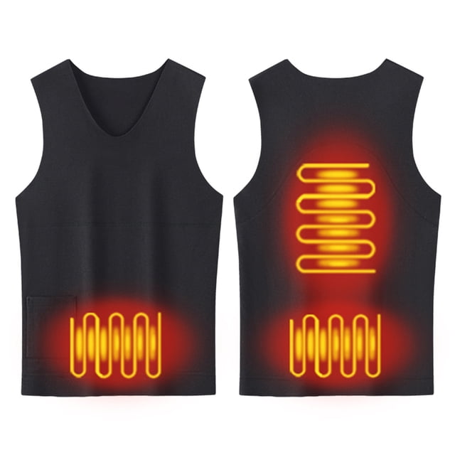 Yusimy Men's Thermal Vest High Elasticity Fitted Round Neck Pullover Heated with Pockets USB Charging Casual Tech-Enhanced Style