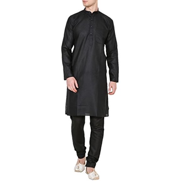Royal Mens Black Linen Kurta Pyjama for Men