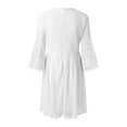 thumbnail image 5 of Kcodviy Robe Maxi Décontractée 3/4 Unie pour Femme, Robe à Manches, Col en V, Robe Longue pour Femme, Dentelle Ajourée, Manches Évasées, Robe Ample, 5 of 5