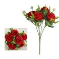 thumbnail image 2 of Guanhe Artificial Flowers, 6 Heads Roses Wedding Bouquets Gifts for Mom, Plastic Flower Silk Flower Dining Party Table Centerpieces Decor, Red, 2 of 6