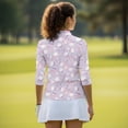 thumbnail image 5 of Uorisanigo Cute Golf Women's 3/4 Sleeve Athletic Golf Shirts Breathable Quick Dry Athletic Polo Workout Tops with Zipper Versatile Fashionable Pullover for Workout Sports Size S, 5 of 7