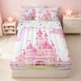 thumbnail image 2 of Erosebridal Dreamy Castle Zipper Twin Comforter Sets with Fitted Sheet and 2 Pillowcases for Girls, Kawaii Rainbow Zipper Bedding Set, Colorful Stars Reversible, 2 of 7