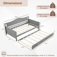 thumbnail image 3 of Costway Twin Size Daybed with Trundle Solid Wood Sofa Bed with Slats Support Guest Bed Gray, 3 of 10