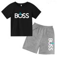 thumbnail image 2 of Conjunto de 2 piezas de camiseta de manga corta y pantalones cortos con estampado de letras de marca de verano, traje deportivo informal para niños y niñas, conjunto de moda para niños, 2 of 5