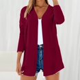 thumbnail image 2 of Duoif Long Cardigans for Women Ladies' Casual Cotton Linen Solid Color Breathable Cardigan Womens Cardigan Wine S, 2 of 9