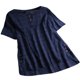 thumbnail image 5 of Camiseta a cuadros Mujer Botón de verano Blusa de manga corta Top suelto, Azul, 3XL Methold AP001353-12, 5 of 7