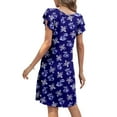 thumbnail image 3 of Mengpipi Womens Dresses Summer Casual Ruffle Sleeve Beach Sundresses with Pockets, Blue Cherry-XXL(US 20-22), 3 of 6